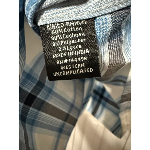 Kimes Ranch Shirt Snap Front Plaid Blue Women's Large - Picture 7 of 8